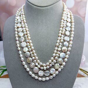 Stella & Dot Rosie Multi-strand Freshwater Pearl Necklace Silk Strand 23"